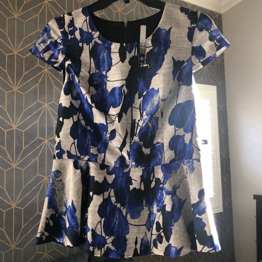 Kensie Blue Floral Blouse Top